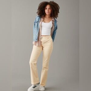 American Eagle Curvy High Rise Kick Boot Corduroy Pants Cream 10 Cottagecore